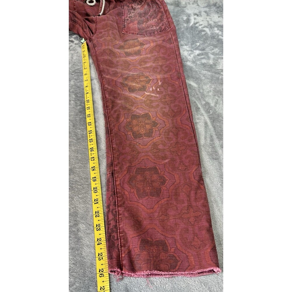 Pilcro NEW womens sleezy indie pattern magenta raw hem drawstring denim pants XS - Picture 7 of 9